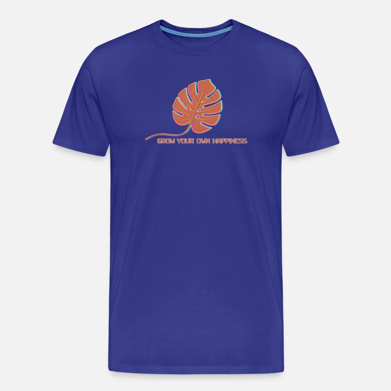 Monstera Glow Glücksblatt - Männer Premium Bio T-Shirt - Königsblau