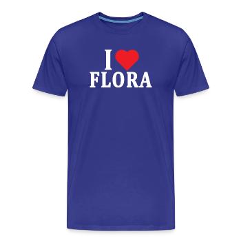 t-shirt J’aime Flora idée cadeau t-shirt - T-shirt bio Premium Homme - bleu roi - Devant - Damien (186cm)