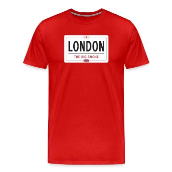 Londoner Ortsschild - Männer Premium Bio T-Shirt - Rot - Vorne - Damien (186cm)