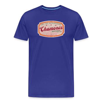 Chamonix Mountain Ski Vintage Label - T-shirt bio Premium Homme - bleu roi - Devant - Damien (186cm)