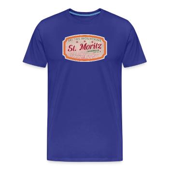 Label de ski de montagne St Moritz - T-shirt bio Premium Homme - bleu roi - Devant - Damien (186cm)
