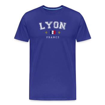 Lyon France - T-shirt bio Premium Homme - bleu roi - Devant - Damien (186cm)