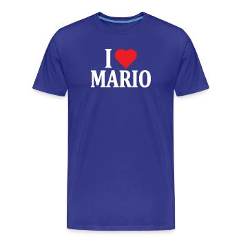 t-shirt J’aime Mario t-shirt idée cadeau - T-shirt bio Premium Homme - bleu roi - Devant - Damien (186cm)