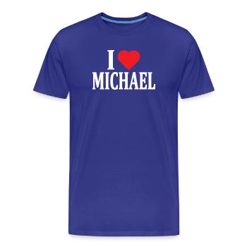 t-shirt j’aime Michael t-shirt idée cadeau - T-shirt bio Premium Homme - bleu roi - Devant - Damien (186cm)