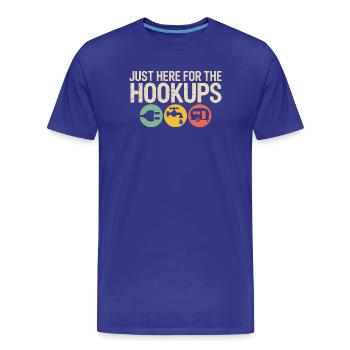 Hookups Trio: RV Camping Icons - Men's Premium Organic T-Shirt - royal blue - Front - Damien (186cm)