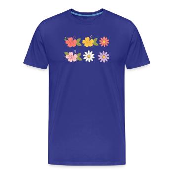 Explosion florale tropicale de l’hibiscus - T-shirt bio Premium Homme - bleu roi - Devant - Damien (186cm)