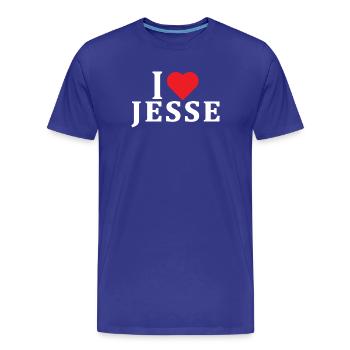 T-Shirt Name I love Jesse T-Shirt Geschenkidee - Männer Premium Bio T-Shirt - Königsblau - Vorne - Damien (186cm)