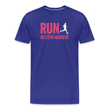 Marathon - Run. Believe. Achieve. - Men's Premium Organic T-Shirt - royal blue - Front - Damien (186cm)