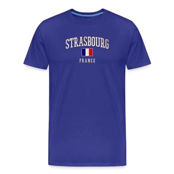 Straßburg - Frankreich Flagge - Männer Premium Bio T-Shirt - Königsblau - Vorne - Damien (186cm)
