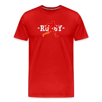 Rugby Player Gift - Men's Premium Organic T-Shirt - red - Front - Damien (186cm)