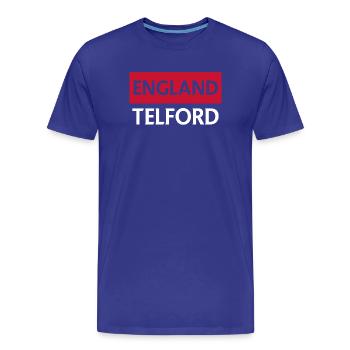 Englische Wimpel mit Telford-Text - Männer Premium Bio T-Shirt - Königsblau - Vorne - Damien (186cm)