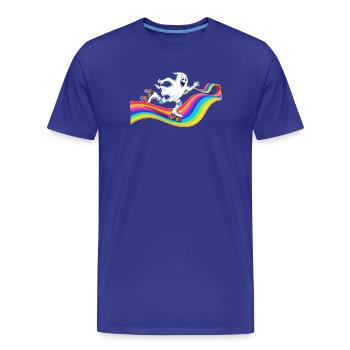 Un fantôme patine à roulettes sur une patinoire arc-en-ciel - T-shirt bio Premium Homme - bleu roi - Devant - Damien (186cm)