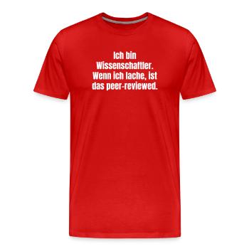 Scientifique Rire Évaluation par les pairs Humour - T-shirt bio Premium Homme - rouge - Devant - Damien (186cm)