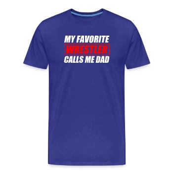 Mon catcheur préféré : Papa drôle de catch - T-shirt bio Premium Homme - bleu roi - Devant - Damien (186cm)
