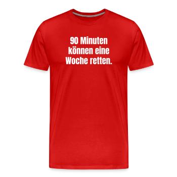 90 Minuten retten eine Woche - Männer Premium Bio T-Shirt - Rot - Vorne - Damien (186cm)