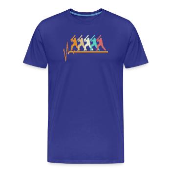 Cricket Heartbeat Retro Batsman Pulse Slogan - Men's Premium Organic T-Shirt - royal blue - Front - Damien (186cm)