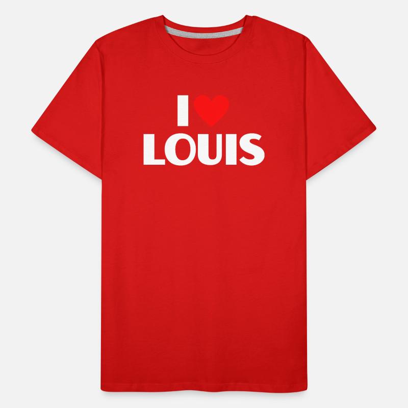 J’adore Louis Red Heart Déclaration rétro T-shirt bio Premium Homme