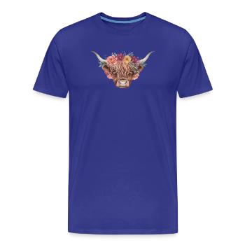 Portrait de la vache couronne fleur - T-shirt bio Premium Homme - bleu roi - Devant - Damien (186cm)
