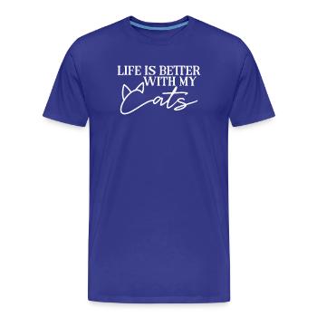 La vie est meilleure avec des chats, des chats, des mamans, des chats, des pères de chats - T-shirt bio Premium Homme - bleu roi - Devant - Damien (186cm)