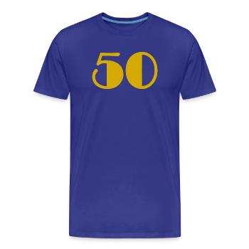 50. 50 ANS. 50e ANNIVERSAIRE. ANNIVERSAIRE 50 ANS. - T-shirt bio Premium Homme - bleu roi - Devant - Damien (186cm)