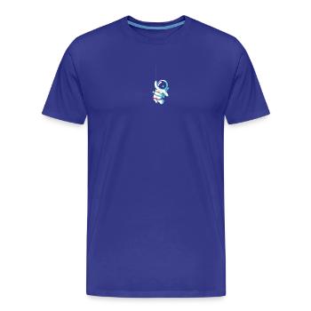 Astronaut hanging on moon - Men's Premium Organic T-Shirt - royal blue - Front - Damien (186cm)