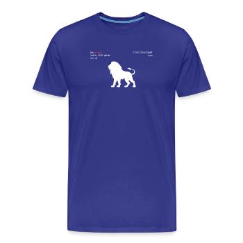 Löwe - Männer Premium Bio T-Shirt - Königsblau - Vorne - Damien (186cm)