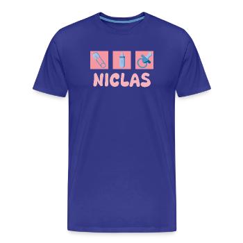 Nicholas - Men's Premium Organic T-Shirt - royal blue - Front - Damien (186cm)