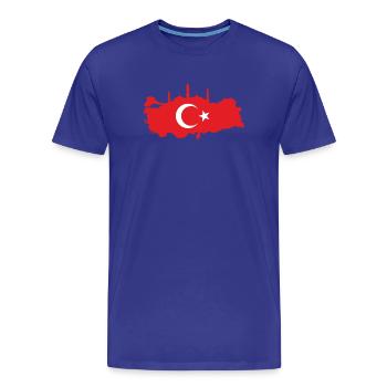 Turkish map with mosque silhouette - Men's Premium Organic T-Shirt - royal blue - Front - Damien (186cm)