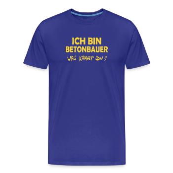 Profession Ouvrier du béton - T-shirt bio Premium Homme - bleu roi - Devant - Damien (186cm)