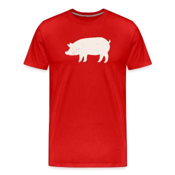 Pig - Men's Premium Organic T-Shirt - red - Front - Damien (186cm)