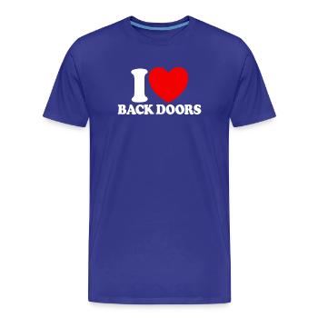 J’adore les portes dérobées – Une offensive drôle pour hommes - T-shirt bio Premium Homme - bleu roi - Devant - Damien (186cm)