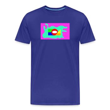 Néon en collage géométrique de blocs de couleur - T-shirt bio Premium Homme - bleu roi - Devant - Damien (186cm)