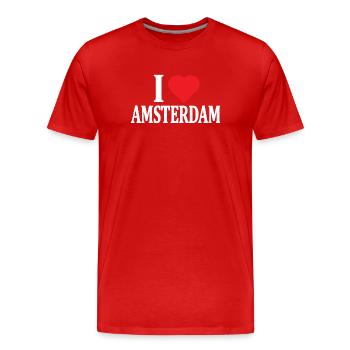 T-Shirt I love Amsterdam Geschenkidee - Männer Premium Bio T-Shirt - Rot - Vorne - Damien (186cm)