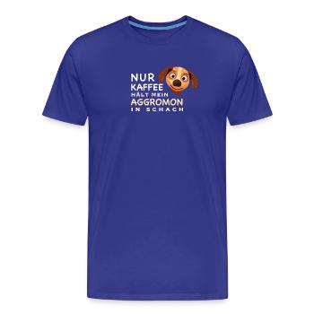 Lustiger Spruch, Kaffee hält Aggromon in Schach - Männer Premium Bio T-Shirt - Königsblau - Vorne - Damien (186cm)