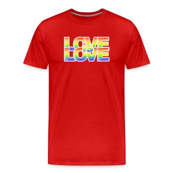 Rainbow Love Lettering - Men's Premium Organic T-Shirt - red - Front - Damien (186cm)