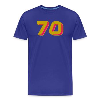 70. 70 ANS. 70e ANNIVERSAIRE. ANNIVERSAIRE 70 ANS. - T-shirt bio Premium Homme - bleu roi - Devant - Damien (186cm)