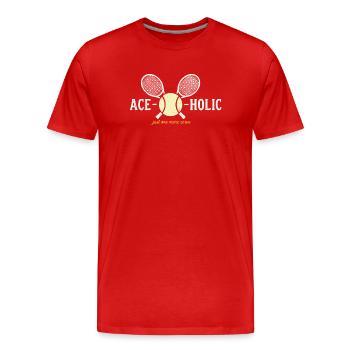Tennis Ace-o-holic Fun Hoodie, Shirt, bag - Männer Premium Bio T-Shirt - Rot - Vorne - Damien (186cm)