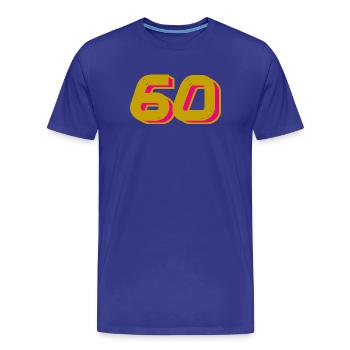 60. 60 ANS. 60e ANNIVERSAIRE. ANNIVERSAIRE 60 ANS. - T-shirt bio Premium Homme - bleu roi - Devant - Damien (186cm)