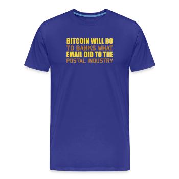 Industrie postale Bitcoin - T-shirt bio Premium Homme - bleu roi - Devant - Damien (186cm)
