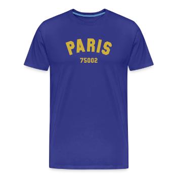 2e arrondissement de PARIS - T-shirt bio Premium Homme - bleu roi - Devant - Damien (186cm)
