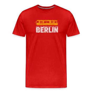 Berlin Tram Graphic - Men's Premium Organic T-Shirt - red - Front - Damien (186cm)