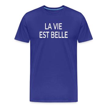 La Vie Est Belle – Französischer Chic - Männer Premium Bio T-Shirt - Königsblau - Vorne - Damien (186cm)
