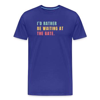 Je préférerais attendre à la porte - T-shirt bio Premium Homme - bleu roi - Devant - Damien (186cm)