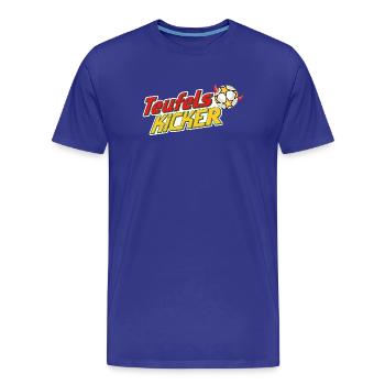 Lettrage avec le logo Teufelskicker avec ballon de football - T-shirt bio Premium Homme - bleu roi - Devant - Damien (186cm)