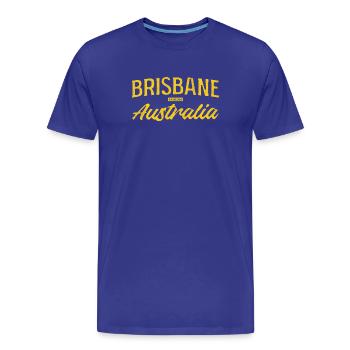 Typographie jaune de Brisbane, Australie - T-shirt bio Premium Homme - bleu roi - Devant - Damien (186cm)