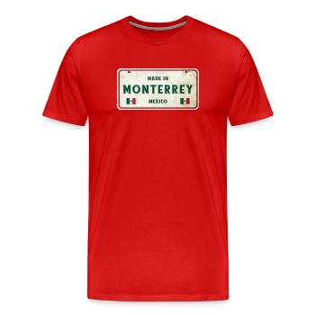Monterrey Mexiko Vintage Schild Design - Männer Premium Bio T-Shirt - Rot - Vorne - Damien (186cm)