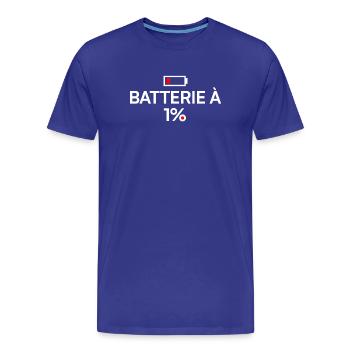 1% humor modern fatigue battery - Men's Premium Organic T-Shirt - royal blue - Front - Damien (186cm)