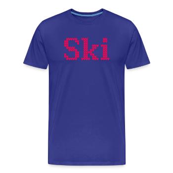 Ski Strick Winter Skiurlaub Muster Alpen Schnee - Männer Premium Bio T-Shirt - Königsblau - Vorne - Damien (186cm)