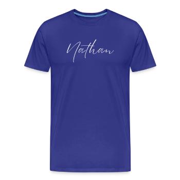 Nathan Name T-Shirt Geschenk Für Männer - Männer Premium Bio T-Shirt - Königsblau - Vorne - Damien (186cm)