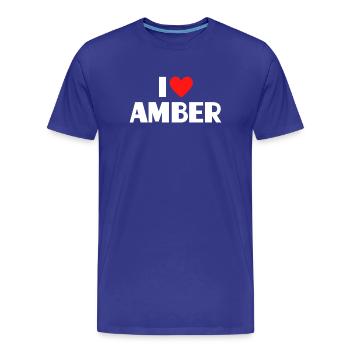 I Love Amber Red Heart Retro Statement - Men's Premium Organic T-Shirt - royal blue - Front - Damien (186cm)